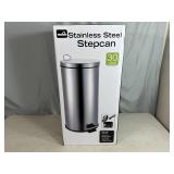 New 30 Liter Stainless Steel Trash Can - Step Style