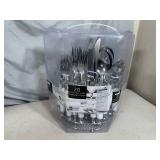 New 20 pc Flatware Set with Chrome Caddy