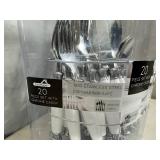 New 20 pc Flatware Set with Chrome Caddy