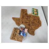 New Bamboo Texas Cutting Board and Arizona Coaster Set