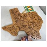 New Bamboo Texas Cutting Board and Arizona Coaster Set