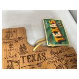New Bamboo Texas Cutting Board and Arizona Coaster Set