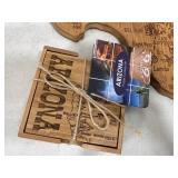New Bamboo Texas Cutting Board and Arizona Coaster Set
