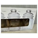 New 4 pc Mini Glass Canister Set