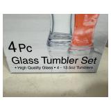 New 4 pc Glass Tumbler Set