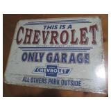Chevrolet metal sign, measures 12 x...