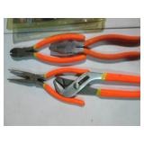 Assorted heavy duty pliers and wren...