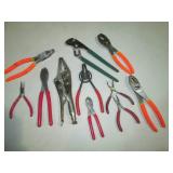 Assorted pliers, Channel lock and v...