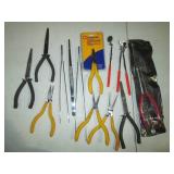 Long reach pliers, tweezers and tel...