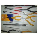 Long reach pliers, tweezers and tel...
