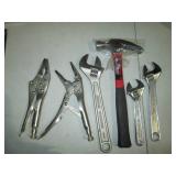 Vise grips, rip hammer and assorted...