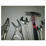 Vise grips, rip hammer and assorted...