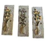 3-piece Floral Resin Wall Plaques