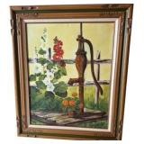 Rustic Floral Water Pump Artwork