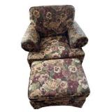 Floral Print Arm Chair with Ottoman