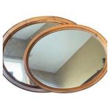 Pair of Oval Oak Mirrors