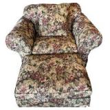 Oversized Floral Chair & Ottoman
