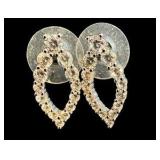 Rhinestone & Silver Tone Necklace & Earring Set