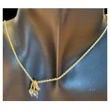 14k Gold Necklace with Light Blue Gemstones