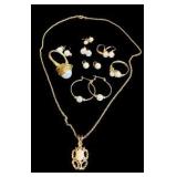 Assortment of Pearl & Gold Tone Jewelry