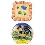 Rooster & Floral Decorative Plates