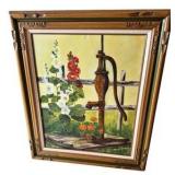Rustic Floral Water Pump Artwork