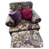Floral Print Arm Chair with Ottoman