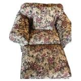 Oversized Floral Chair & Ottoman