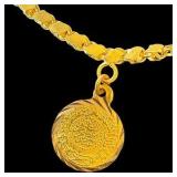 24K Yellow Gold Dangle Coin Bracelet