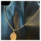 14k Yellow Gold St. Christopher Medal Pendant Necklace