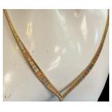14K Tri Color “V” Shape Necklace