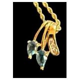 14k Gold Necklace with Light Blue Gemstones