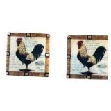 Rooster & Floral Decorative Plates