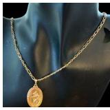 14k Yellow Gold St. Christopher Medal Pendant Necklace