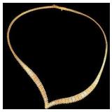 14K Tri Color “V” Shape Necklace