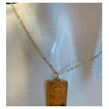 Ross-Simons Italian 24kt Yellow Gold Fleur-De-Lis Five-Gram Ingot Pendant Necklace -14kt Gold Frame