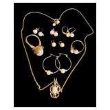 Assortment of Pearl & Gold Tone Jewelry