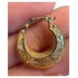 18K Filigree Style Gold Hoop Earrings