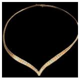 14K Tri Color “V” Shape Necklace