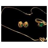 Emeralds & Diamonds 14K Gold Jewelry Set