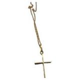 14K Gold 20” Cross Necklace