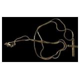 Large Cross Necklace - 14K Chain