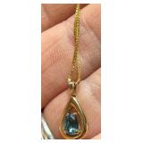 14K Blue Topaz Teardrop Necklace