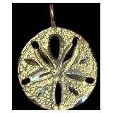 14K Yellow Gold Sand Dollar Pendant