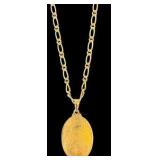 14k Yellow Gold St. Christopher Medal Pendant Necklace