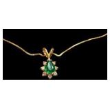 Emeralds & Diamonds 14K Gold Jewelry Set
