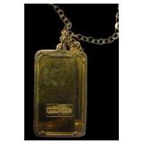 Ross-Simons Italian 24kt Yellow Gold Fleur-De-Lis Five-Gram Ingot Pendant Necklace -14kt Gold Frame