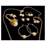 Assortment of Pearl & Gold Tone Jewelry