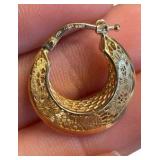 18K Filigree Style Gold Hoop Earrings