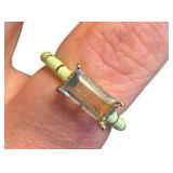 Ross-Simons 1.70 Carat Prasiolite Ring with Green Enamel in 18kt Gold Over Sterling Silver